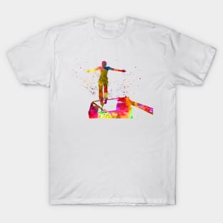 Bungee jumping base jump in watercolor T-Shirt